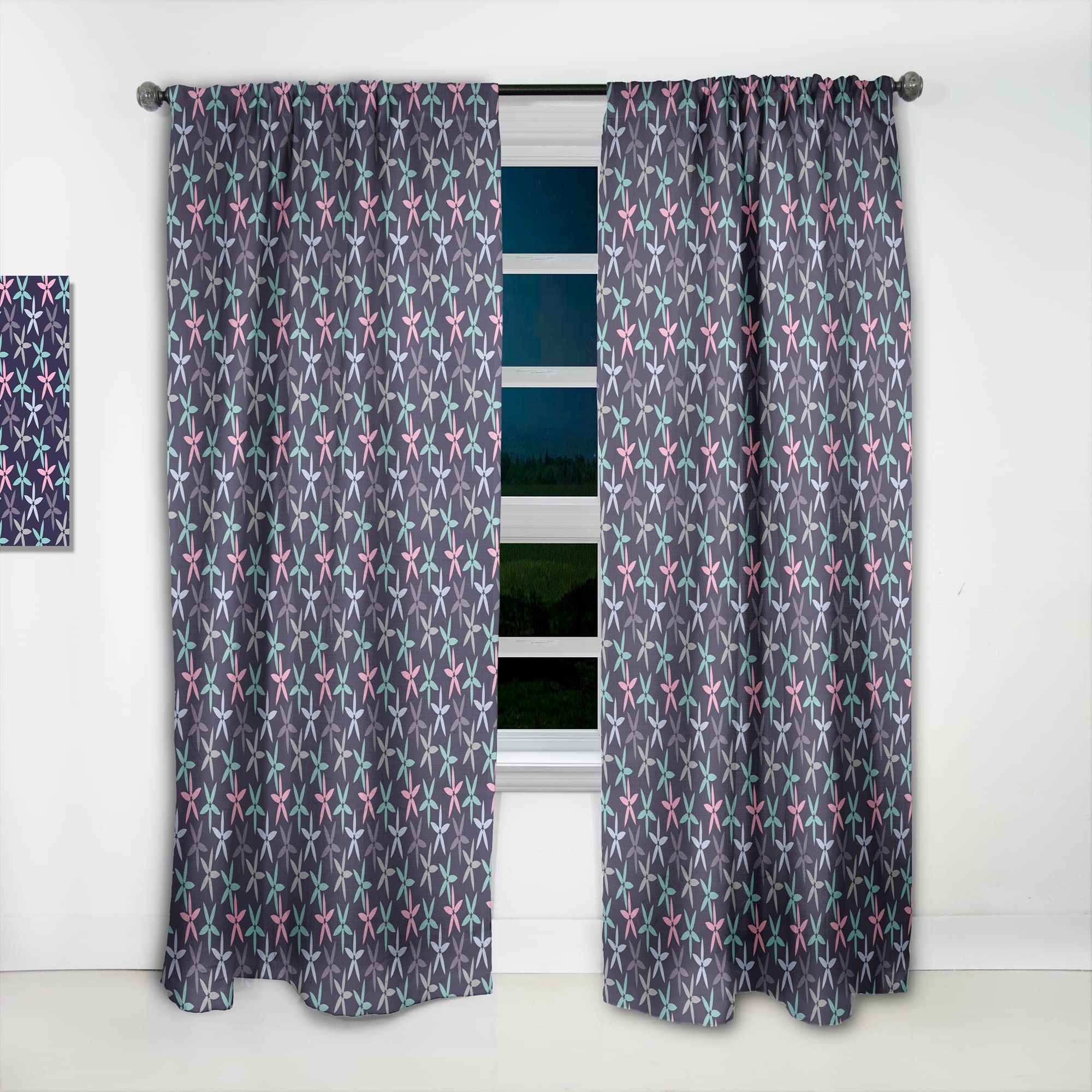 DesignQ Retro Abstract Floral Print Thermal Insulated Curtains - Single Panel 52x108 - Bedroom & Living Room Window Drapes for Energy Efficiency & Home Decor