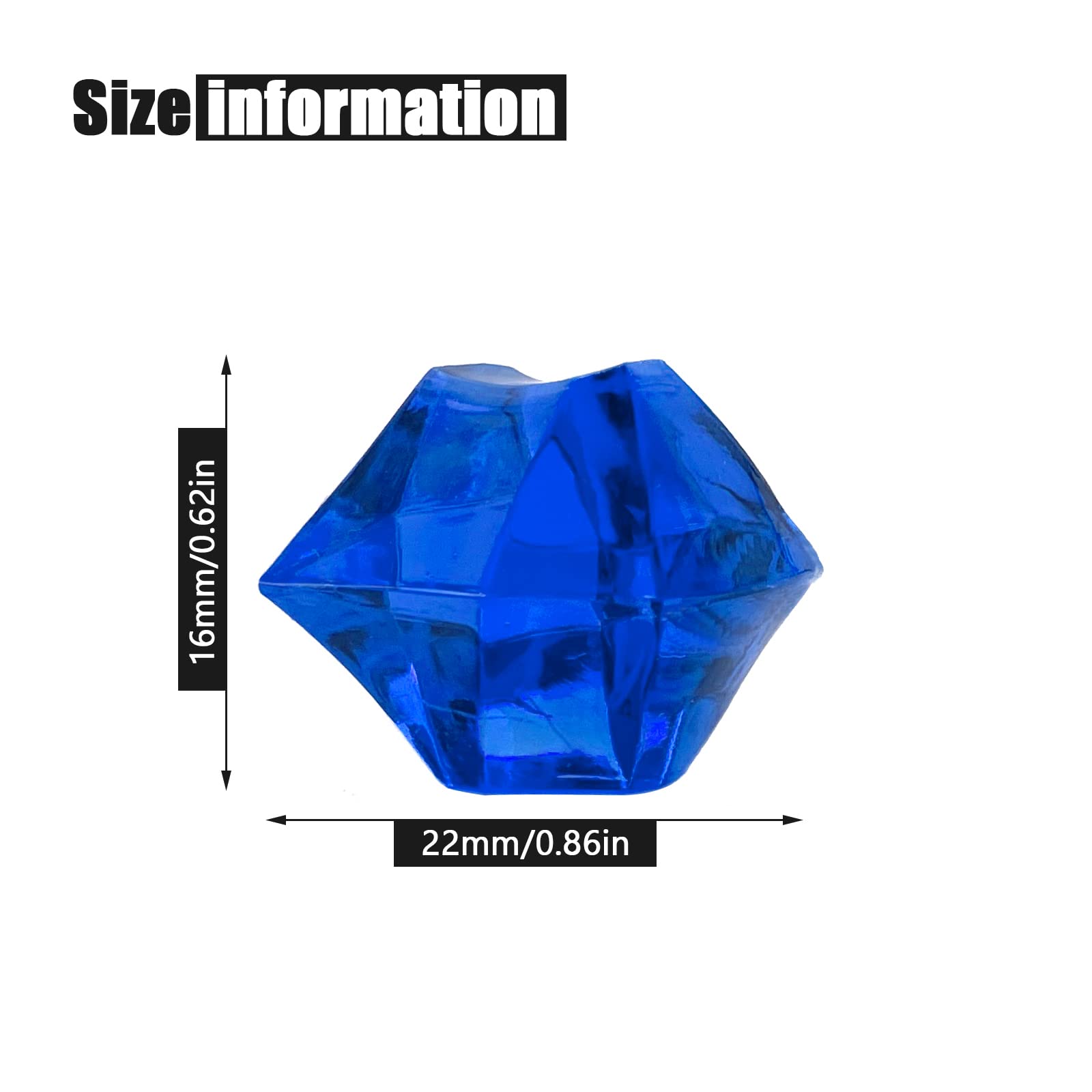 150pcs Artificial Acrylic Crushed Ice Cubes - 16x22mm (0.86x0.62inch) Fake Crystal Rocks Diamonds for Vase Fillers, Table Scatter, Wedding & Party Decorations - Dark Blue - Perfect for Centerpieces, Floral Arrangements and DIY Craft Projects
