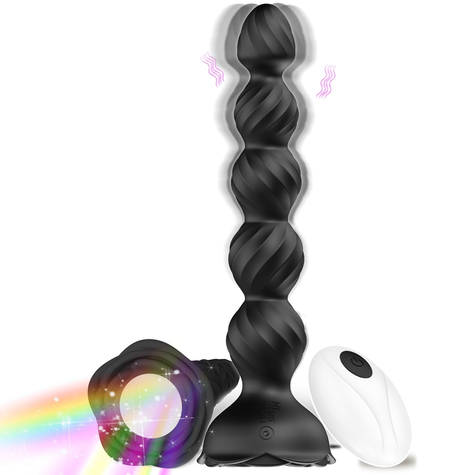 Remote Control Anal Plug Vibrator for Men & Women - Prostate Massager with Beads, Thrusting Dildo for Couples - Black | Perfect for Solo Play, Couples Fun & Sensual Massage