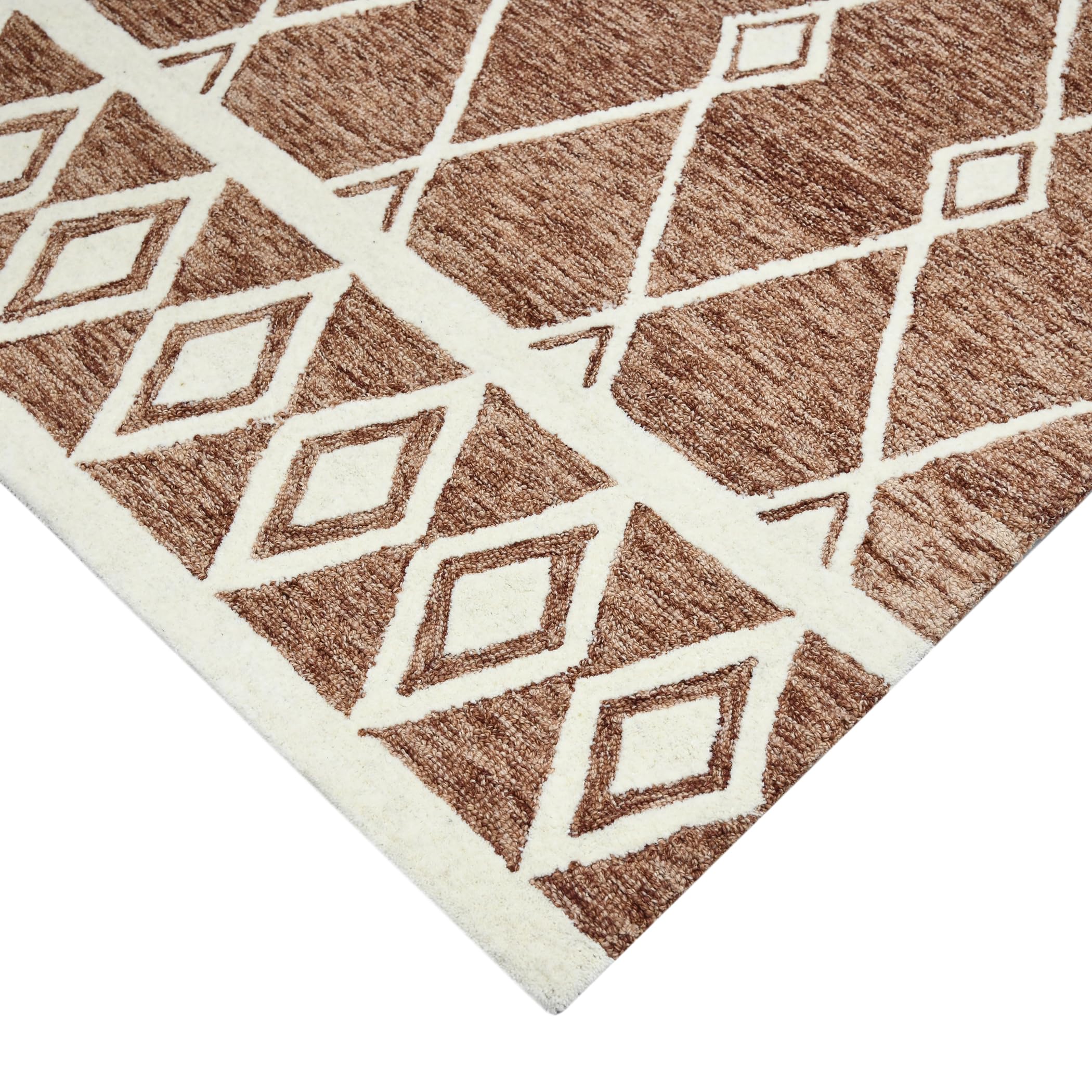 AMER Rugs Vista Raton Sienna Collection Hand-Hooked 100% Wool 8x10 Area Rug - Geometric Pattern Red - Premium Living Room, Bedroom & Kitchen Rug for Home Decor