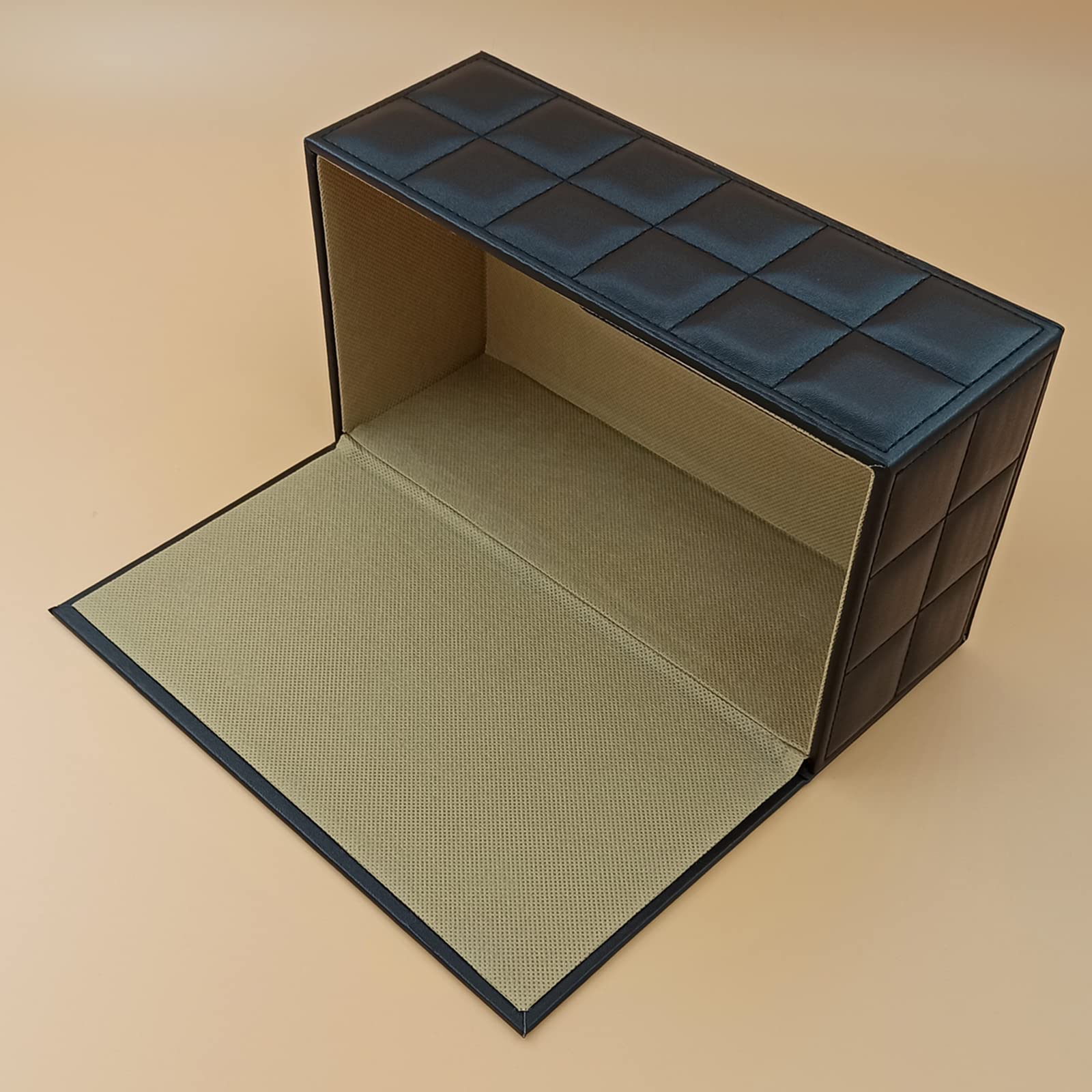 Premium PU Leather Tissue Box Cover - Elegant Black Checkered Design for Home, Office & Car | Magnetic Bottom Rectangular Napkin Holder & Paper Dispenser | Perfect Desk Organizer, Gift Idea & Interior Decor Accessory