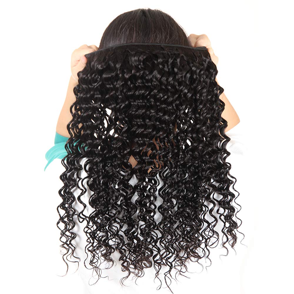 Brazilian 8A Deep Wave Unprocessed Virgin Hair Bundles with Frontal - 10