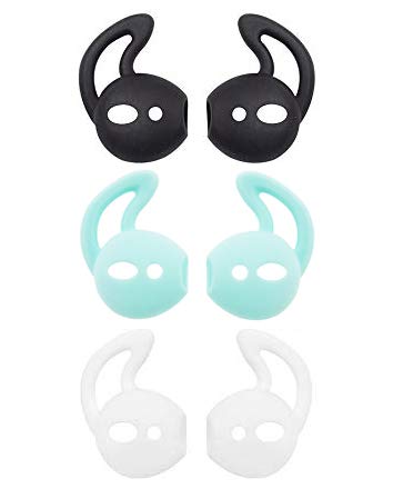 Anti-Slip Silicone Ear Tips for AirPods 1 & 2 - 3 Pairs (White/Black/Green) - Perfect for Sports & Workouts