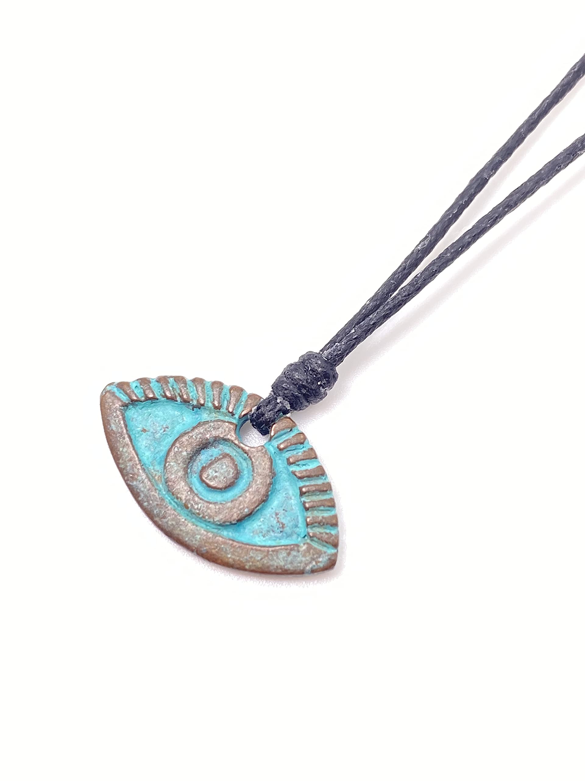 Evil Eye Necklace for Women & Men - Green Patina Protection Pendant, Handmade Turkish Amulet Jewelry (Ojo Turco) | Birthday Gift for Son, Best Friend Present, Good Luck Charm | Perfect for Spiritual Protection, Fashion Accessory & Meaningful Gifts