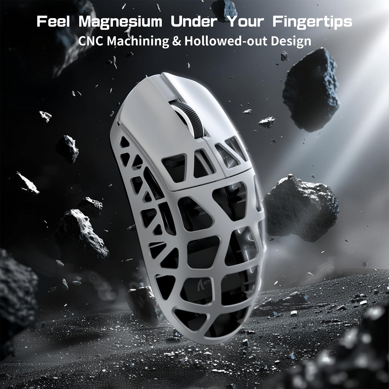 ATTACK SHARK R3PRO 46g Ultra-Light Magnesium Alloy Wireless Gaming Mouse - 8000Hz Polling Rate, 26000DPI, PixArt PAW3395 Sensor, 2.4G/BT/Wired Connectivity, Programmable Buttons with Coiled Cable for PC & Mac (White) - Perfect for FPS, MOBA & Esports Gaming