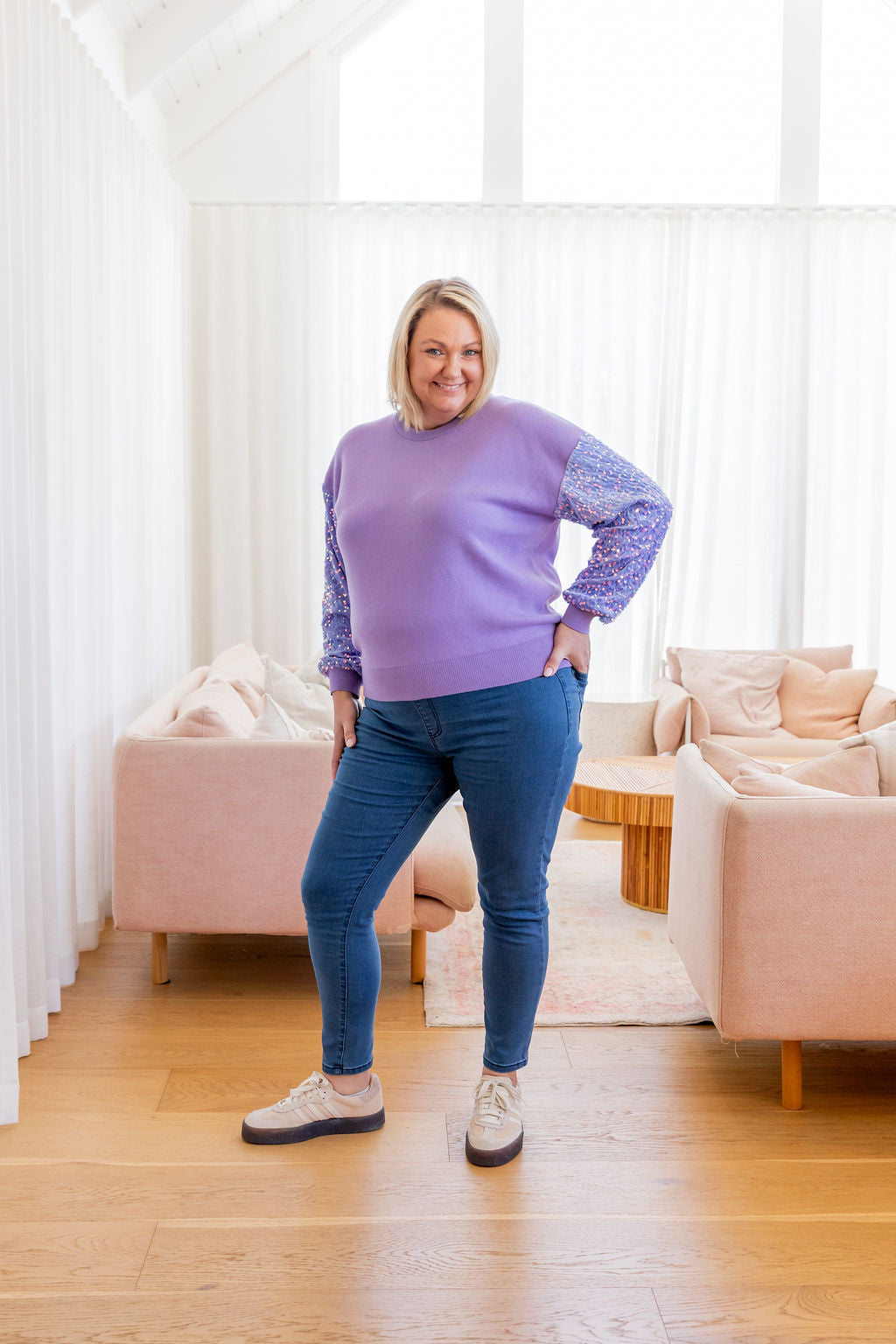 Lilac Glam Knit Sweater for Women - Cozy & Stylish Pullover for Fall & Winter Fashion | Perfect for Casual Outings & Office Wear