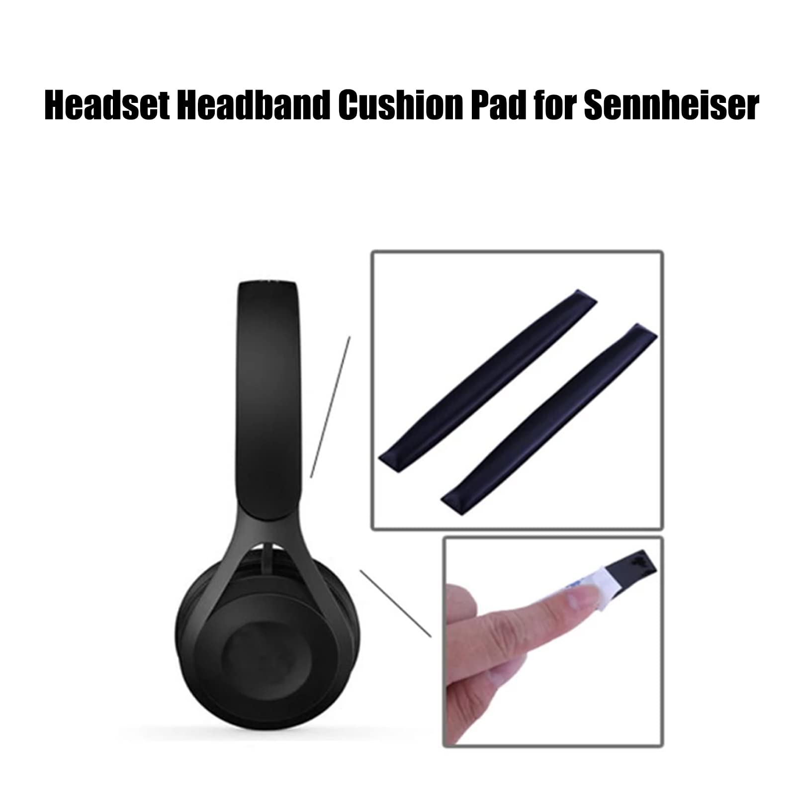Replacement Headband Cushion Pad for Sennheiser HD25 PC150 PC151 PC155 Headphones - 2 Pack Soft Comfortable Earpad Cover - Easy Install (Black) - Perfect for Gaming, DJing & Studio Recording