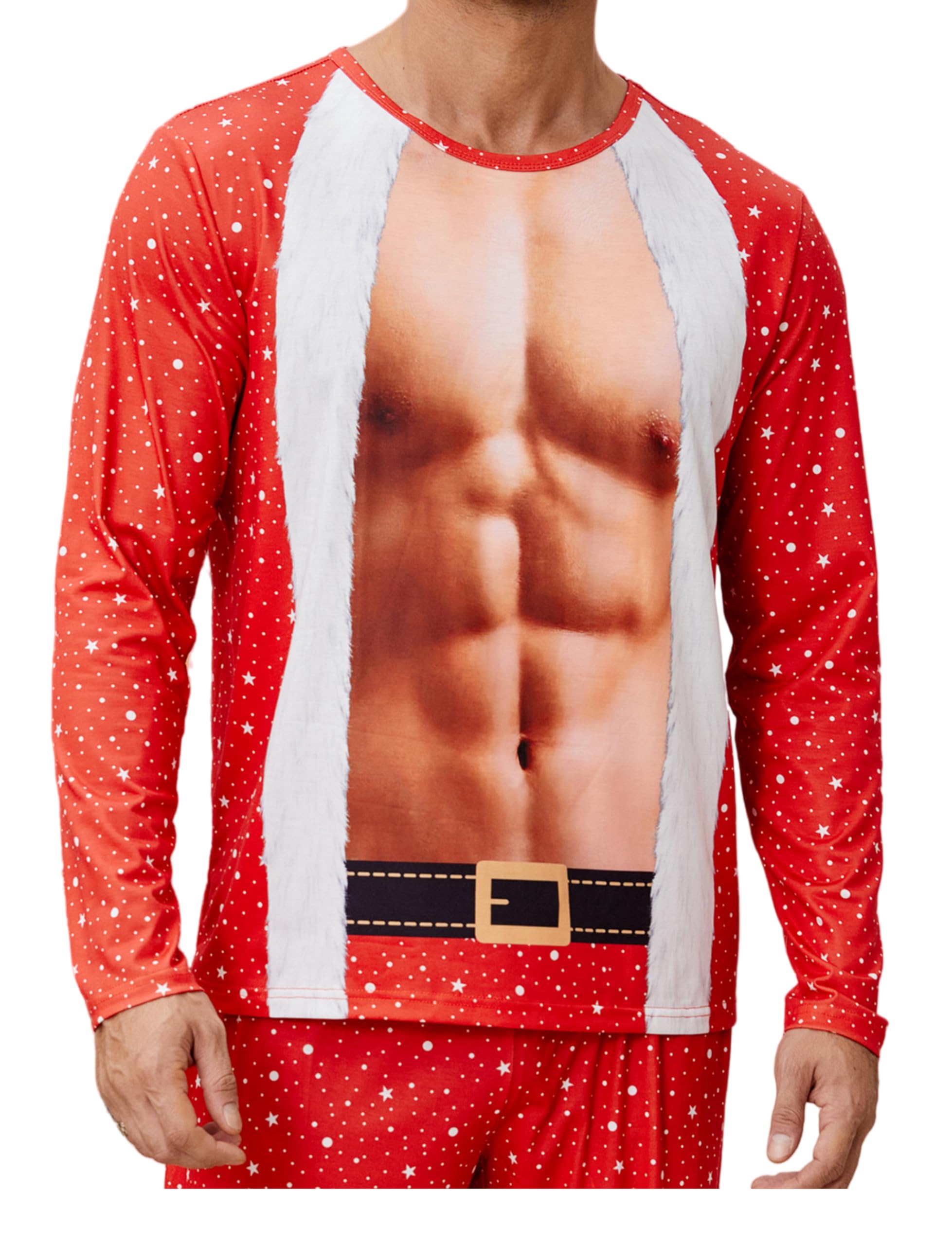 2024 Christmas Ugly Funny Print Long Sleeve T-Shirts for Women & Men - Festive Holiday Party, Family Gathering & Gift Exchange Outfits