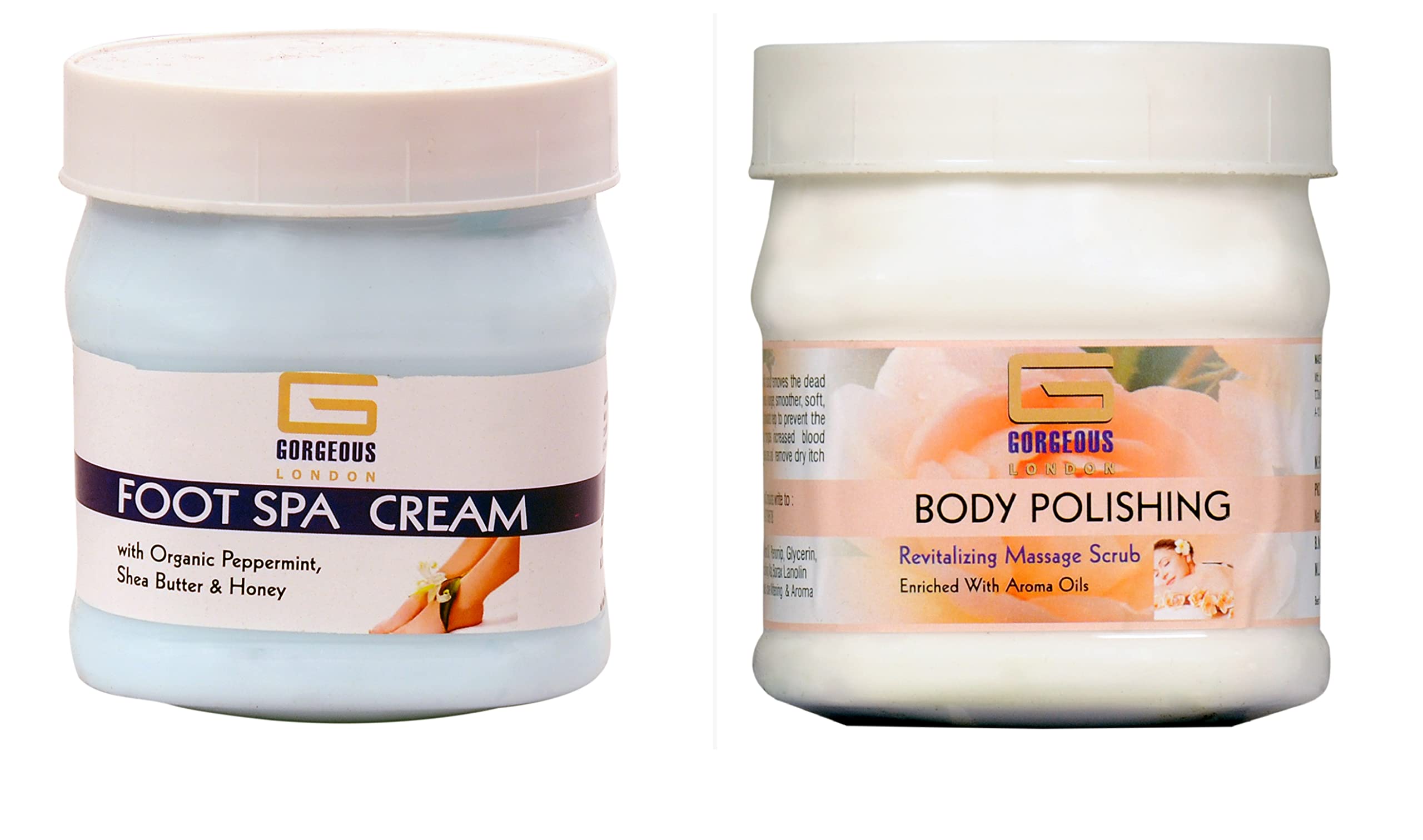 London Foot Spa Cream & Body Scrub Set - 2 Pack (450g Each) | Exfoliating & Moisturizing for Soft Feet & Skin | Perfect for Pedicures & At-Home Spa Days