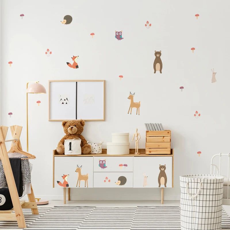 Adorable Cartoon Bear & Rabbit Nursery Wall Decals - Removable Kids Room Stickers for Baby Bedroom, Playroom & Nursery Decor