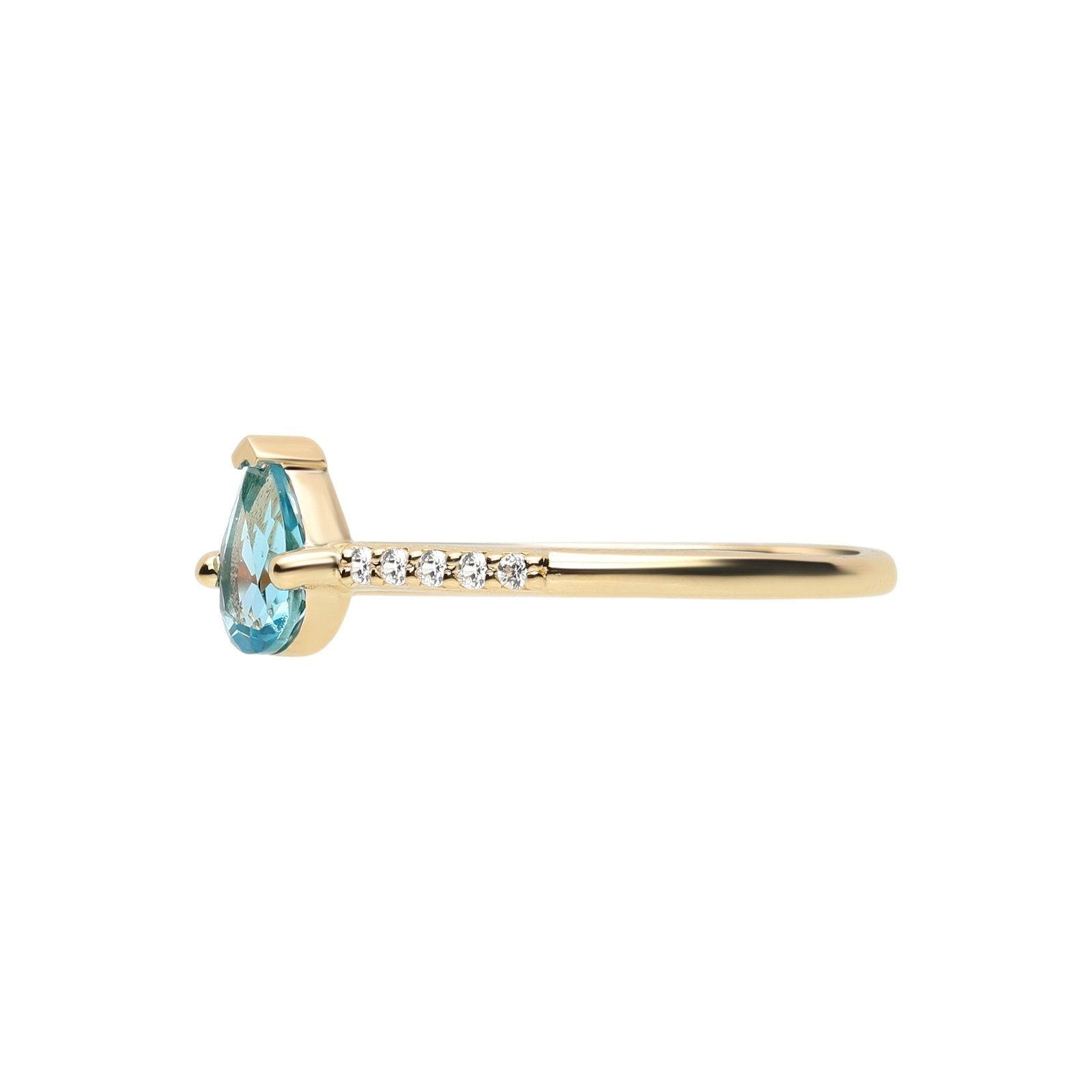 Blue Topaz Pear Earrings with Cubic Zirconia Accents in 14K Solid Yellow Gold – Perfect for Weddings, Anniversaries & Special Occasions