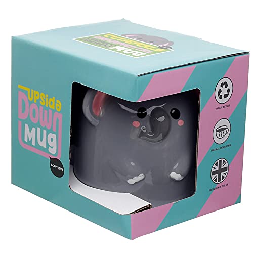 Cutiemals Elephant Upside Down Ceramic Mug - 12oz Funny Novelty Coffee Cup for Tea & Hot Drinks - Perfect Gift for Elephant Lovers & Office Use