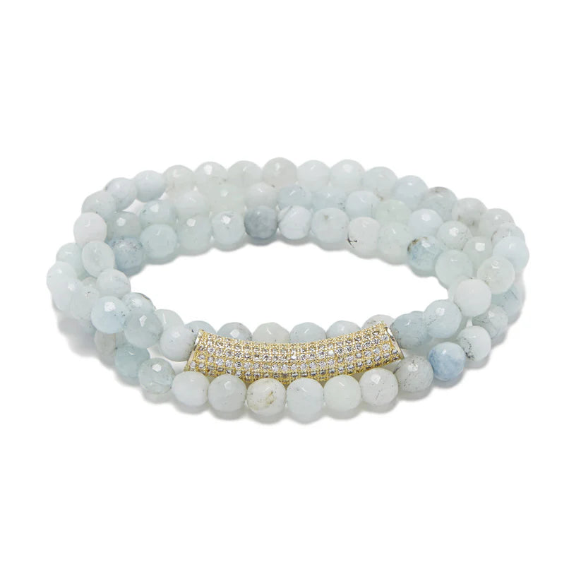 Elegant Aquamarine Gold Bar Bracelet for Women - Perfect for Everyday Wear, Gifts & Special Occasions