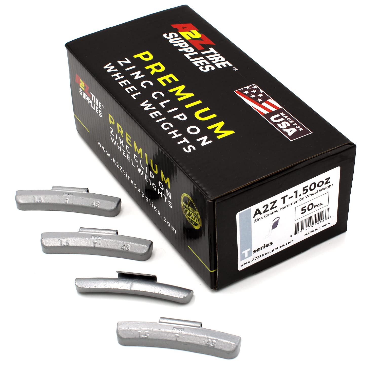 T Series 1.5oz Zinc Coated Hammer-On Wheel Weights - Box of 50 Pieces - Perfect for Auto Wheel Balancing & Tire Alignment