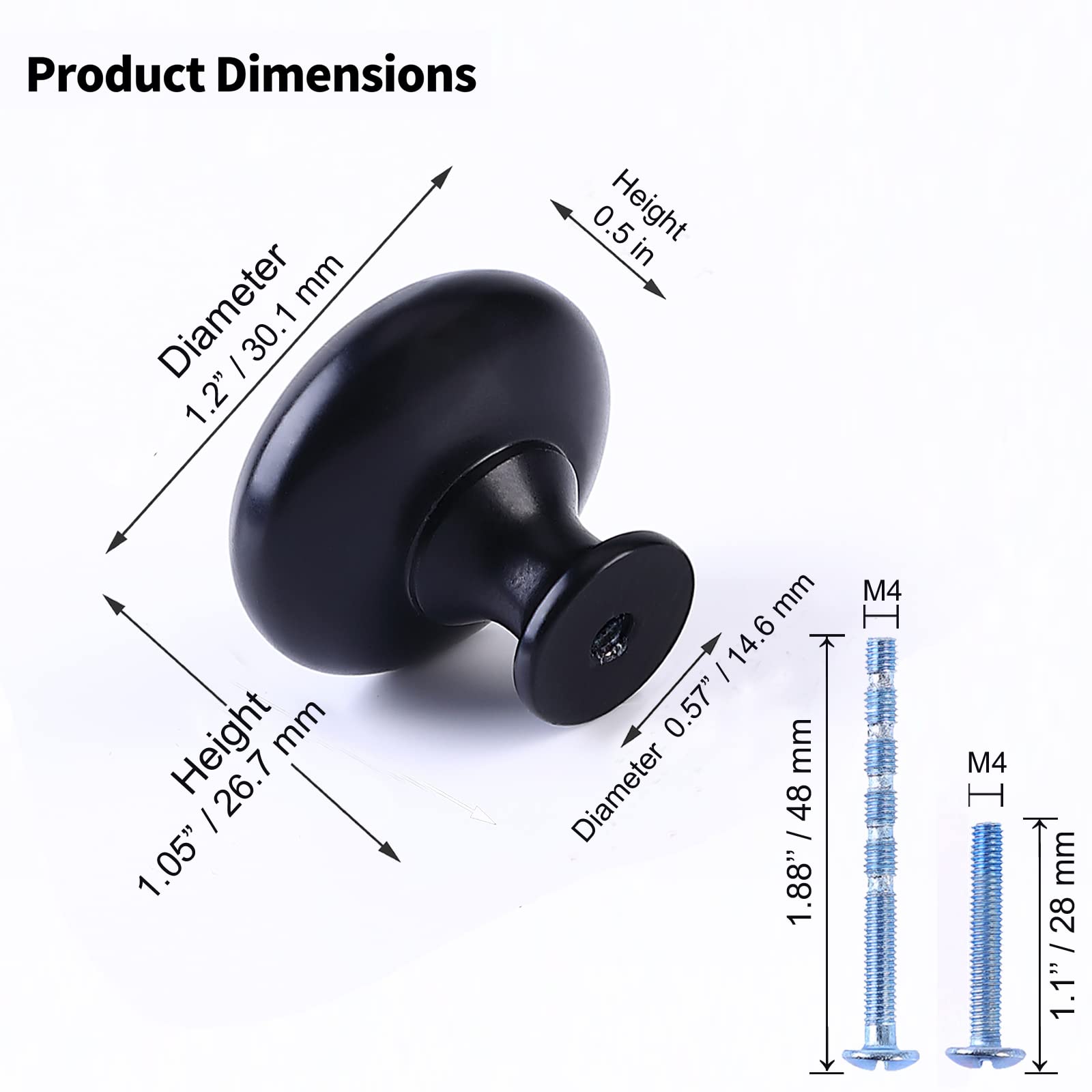 5 Pack Matte Black Zinc Drawer Pulls - T Bar Cabinet Handles for Kitchen, Dresser & Furniture (Easy Installation, Modern Home Decor Upgrade)