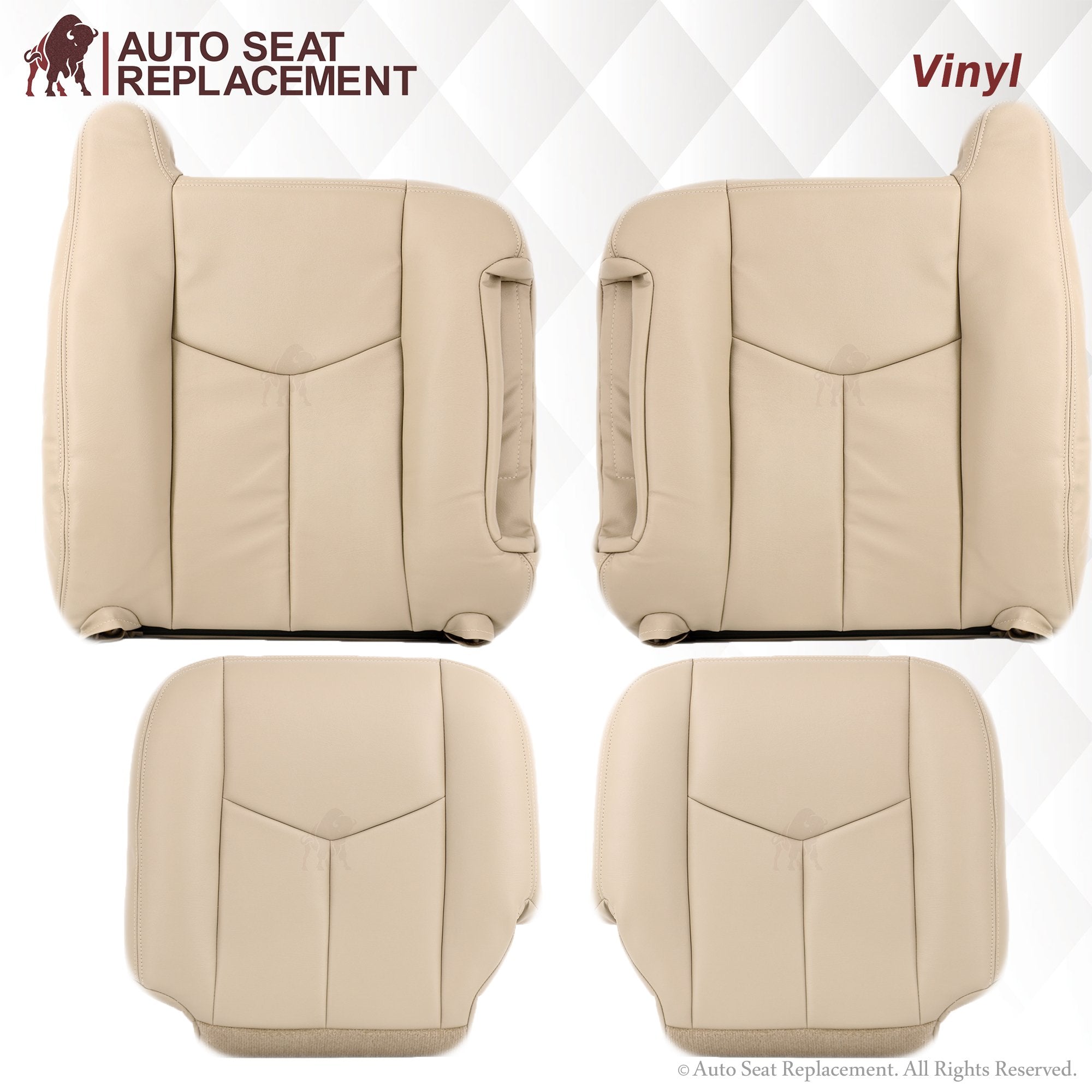 2003-2006 Chevy Tahoe Suburban Custom Fit Seat Covers - Light Tan Leather Look - Front & Rear Bench Protection - Perfect for Road Trips & Family Adventures