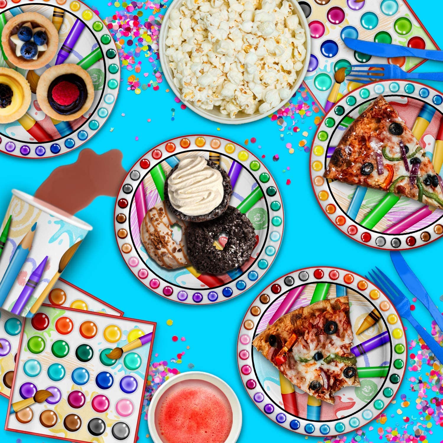 Artist Painting Birthday Party Supplies Set - 16-Piece Plates, Napkins & Cups Kit for Creative Art Themed Celebrations - Perfect for Kids' Birthday Parties, Art Classes & DIY Craft Events