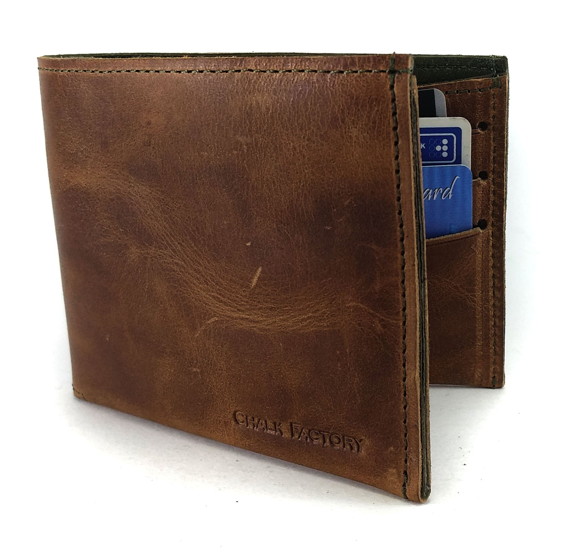 Genuine Leather Minimalist Two-Tone Wallet for Men - Slim RFID Blocking Bifold Wallet (Tan) - Perfect for Everyday Use, Travel & Business