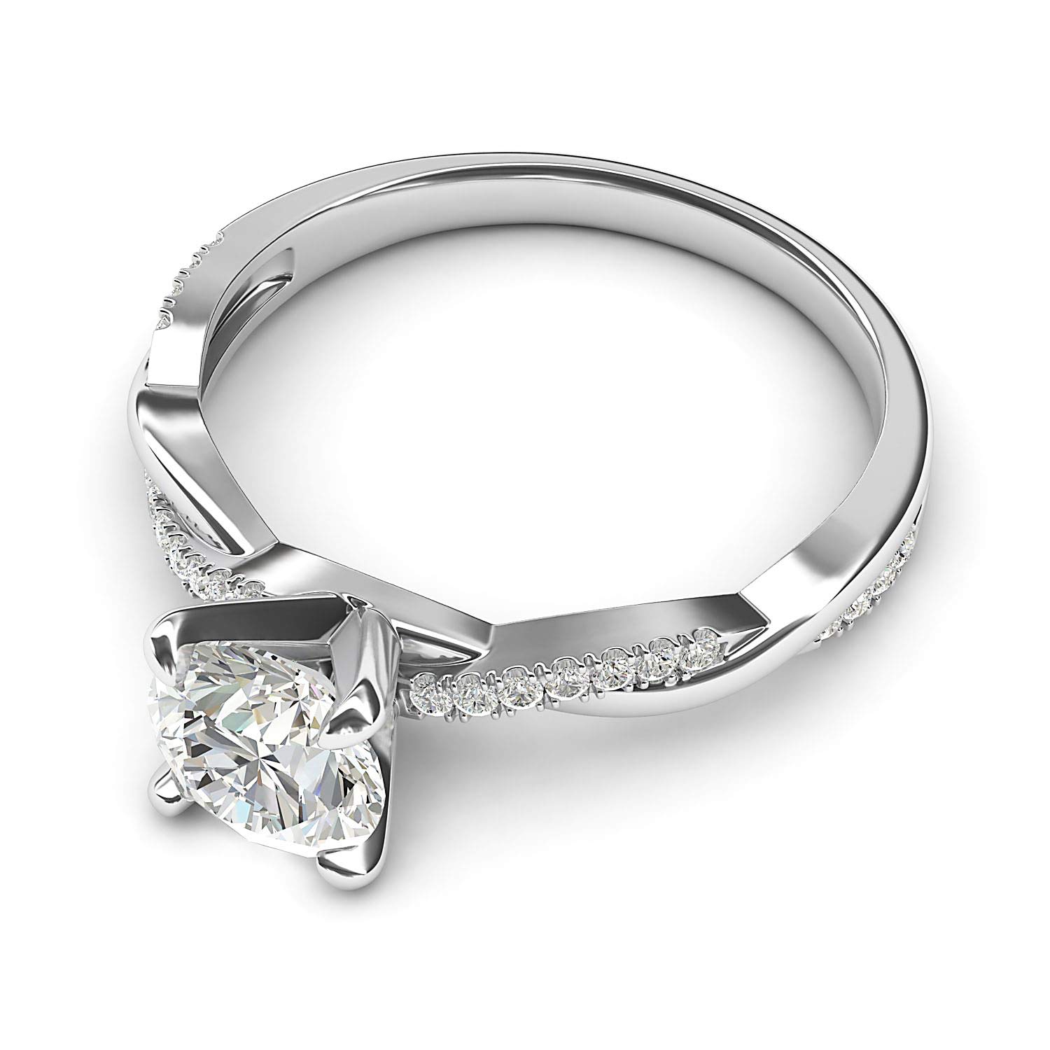 10K White Gold 4-Prong Petite Twisted Vine Engagement Ring - 1.0 CT Simulated Diamond or Genuine Moissanite - Promise Bridal Ring for Women - Perfect for Proposals, Weddings & Anniversary Gifts