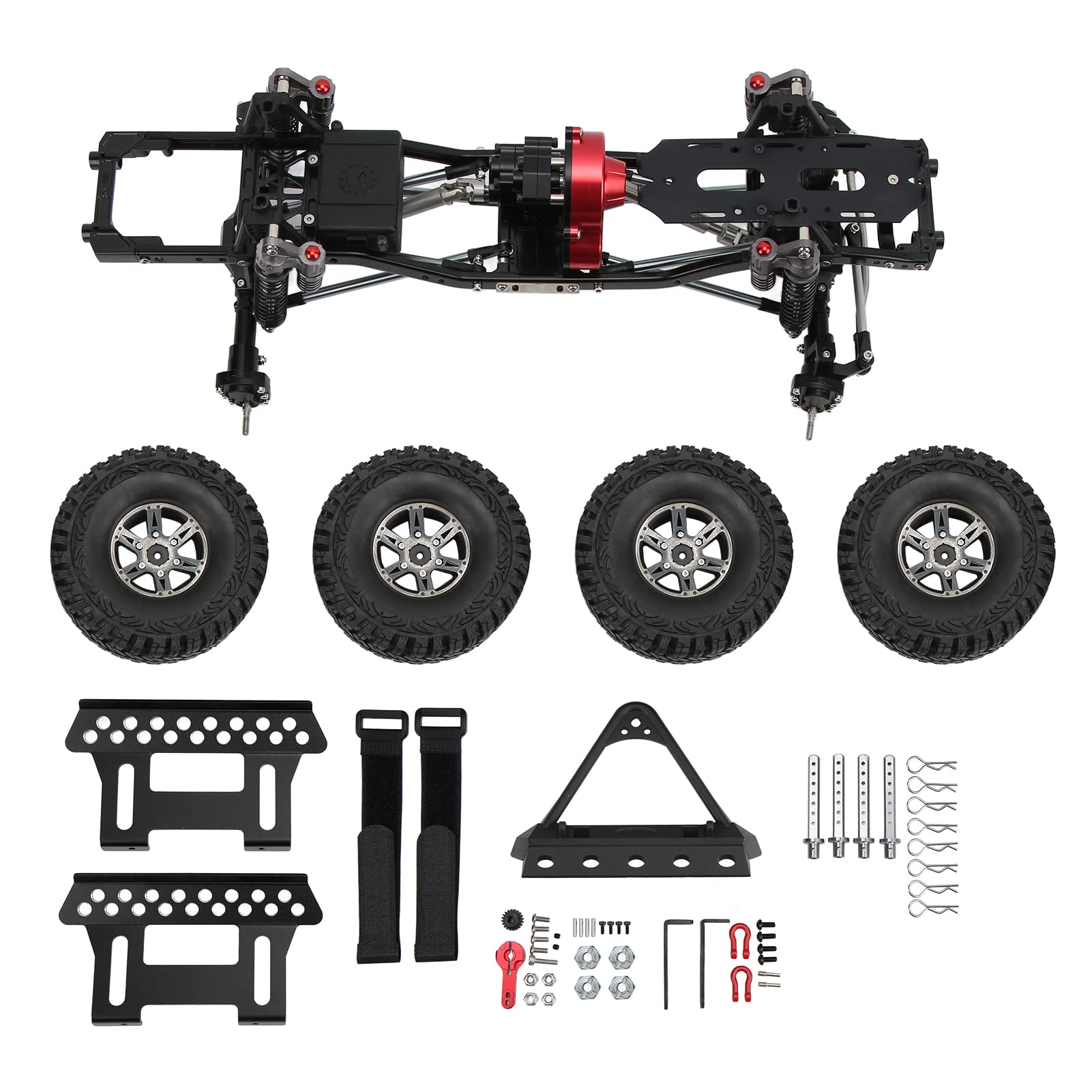 High-Quality CNC Alloy 4WD RC Car Frame Chassis Kit - 313mm Wheelbase, Independent Shock System for SCX10 1/10 Scale RC Vehicles (Black) | Perfect for Off-Road Racing, Crawling & DIY RC Car Upgrades