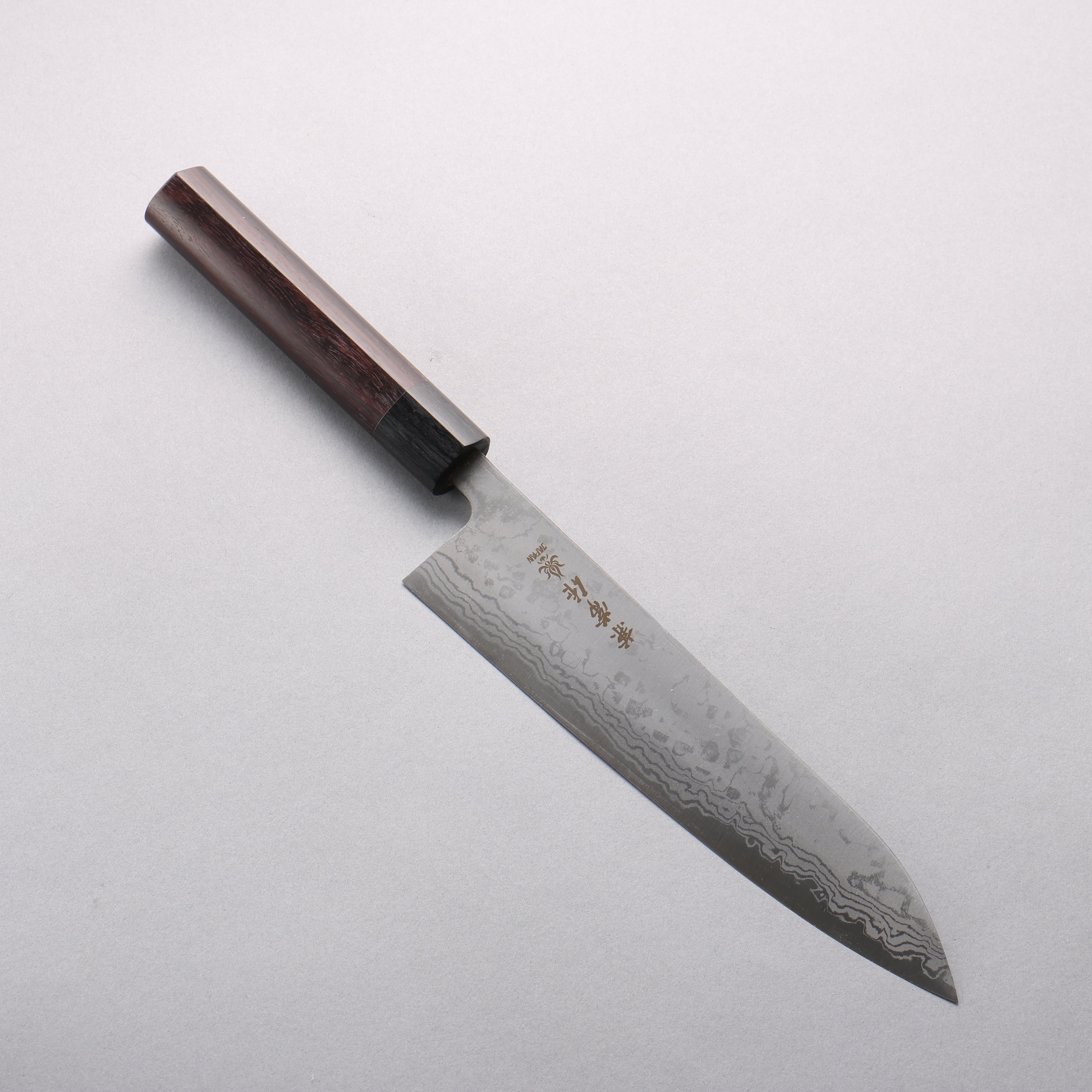 Premium Kanetsune Blue Steel No.2 Damascus Gyuto Chef Knife 210mm - Japanese Kitchen Knife with Rosewood Handle & Black Pakka Wood Ferrule - Perfect for Sushi, Meat Cutting & Professional Cooking