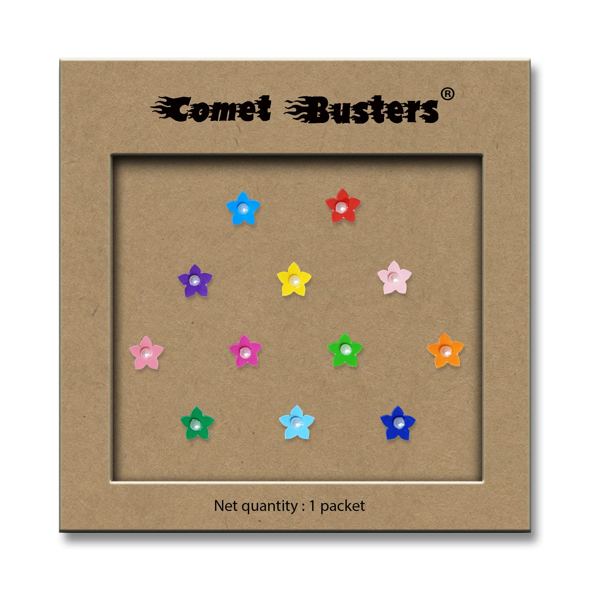 Comet Busters Cute Floral Baby Bindis - 6mm Indian Forehead Stickers for Girls & Kids - Traditional Face Decoration for Festivals, Weddings & Cultural Events (BB007)