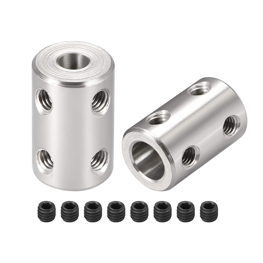 Stainless Steel Shaft Coupler Connector 5mm to 8mm Bore Rigid Coupling Set Screw L22XD14 - 2pcs for 3D Printers, CNC Machines, Motor Accessories & DIY Robotics Projects