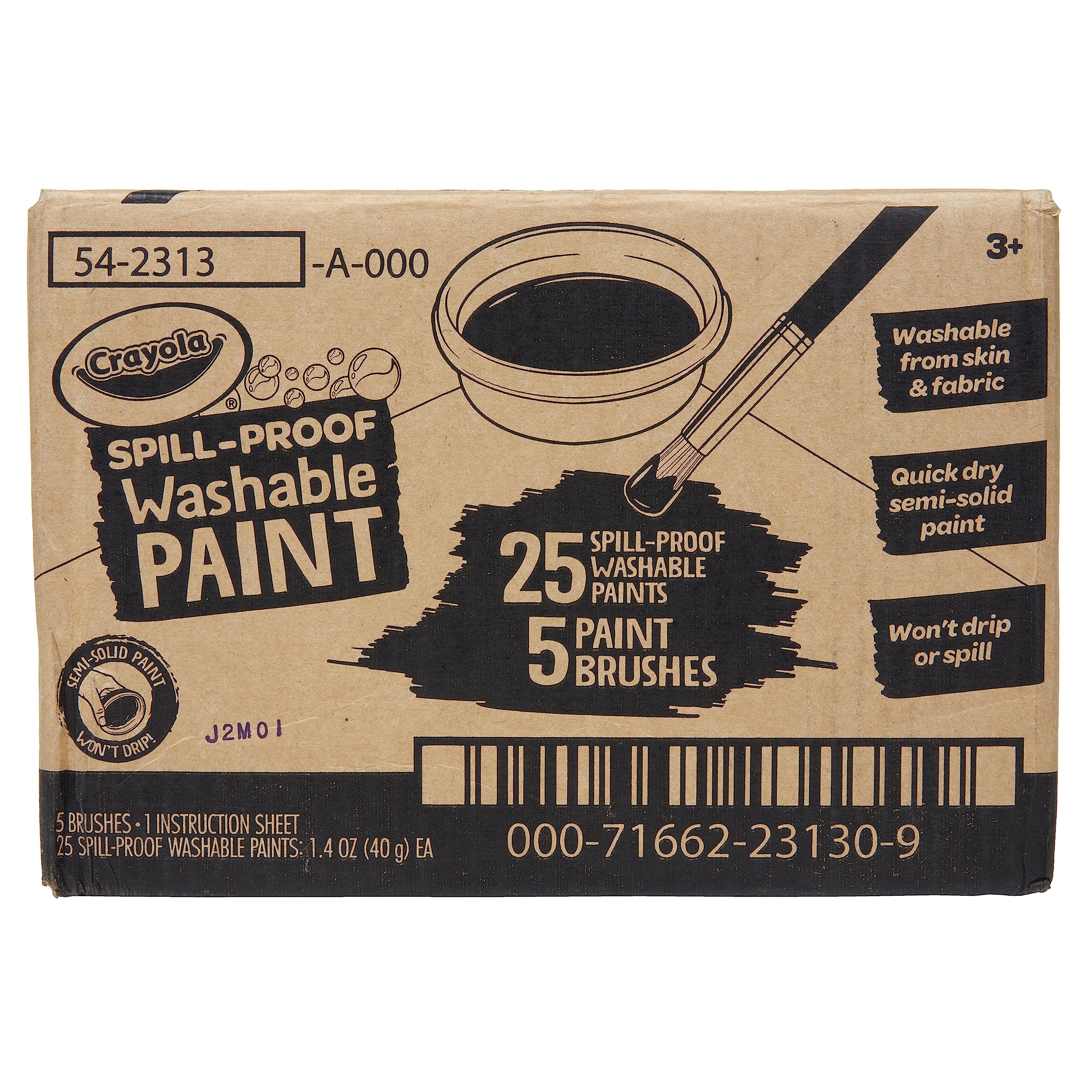 Crayola Spill Proof Washable Paint Set (25ct) - Non-Toxic Kids Craft Supplies for Toddlers Ages 3+, Perfect for Art Projects, Holiday Gifts & Classroom Activities