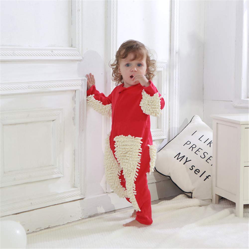 CHAW Adorable Baby Mop Onesie - Soft Infant Crawling Mop Outfit for Boys & Girls (0-24 Months) | Fun Cleaning Costume for Playtime & Photo Shoots