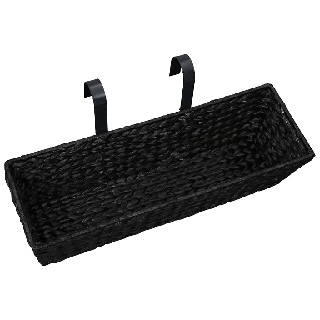 2-Pack Black Water Hyacinth Hanging Planters with Plastic Liner - Outdoor Hanging Baskets for Flowers, Herbs & Plants - Perfect for Porch, Patio & Garden Decoration