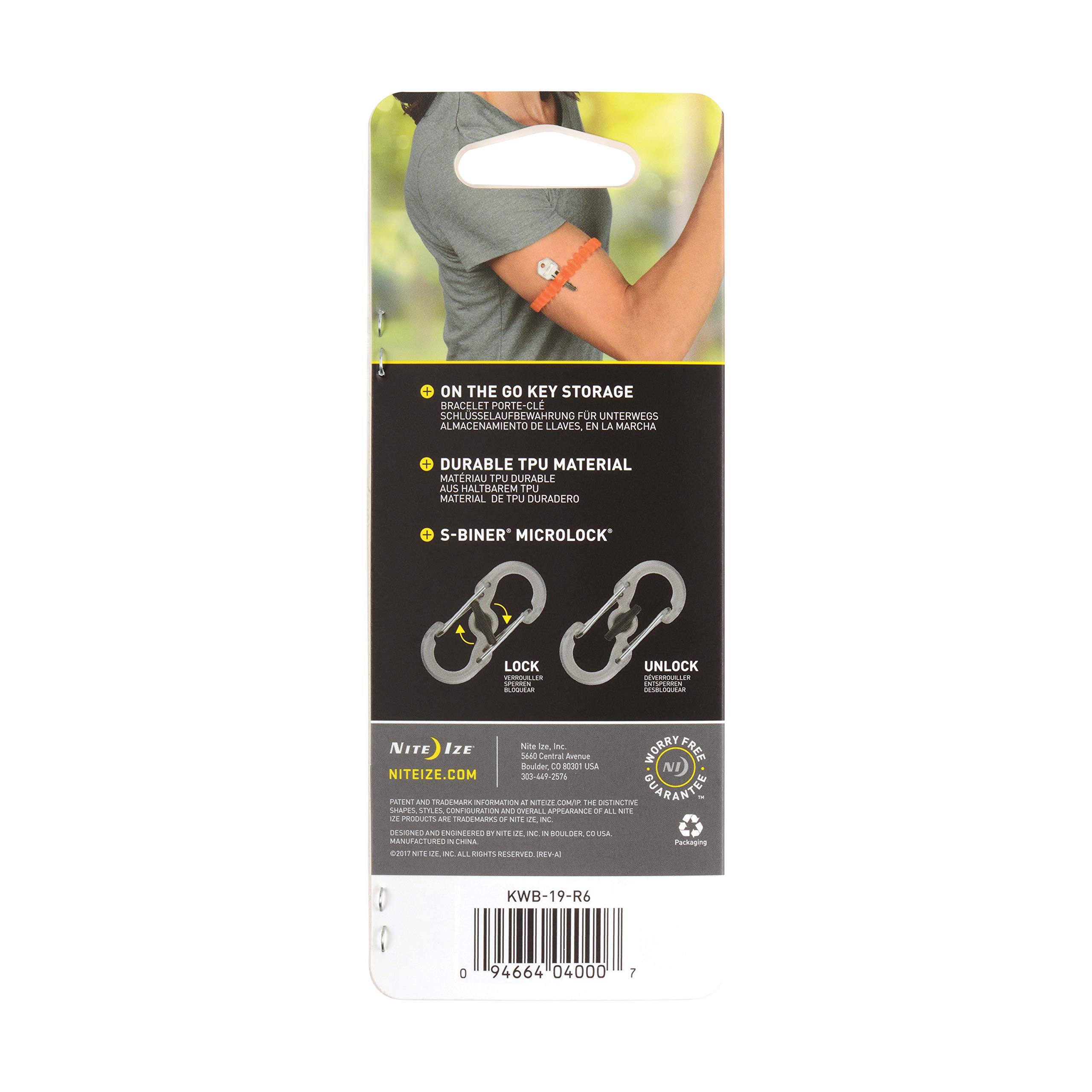 Nite Ize Key Band-It Stretch Wristband Keychain with S-Biner Clip - Orange | Secure Key Holder for Outdoor Activities, Running, Hiking & Travel