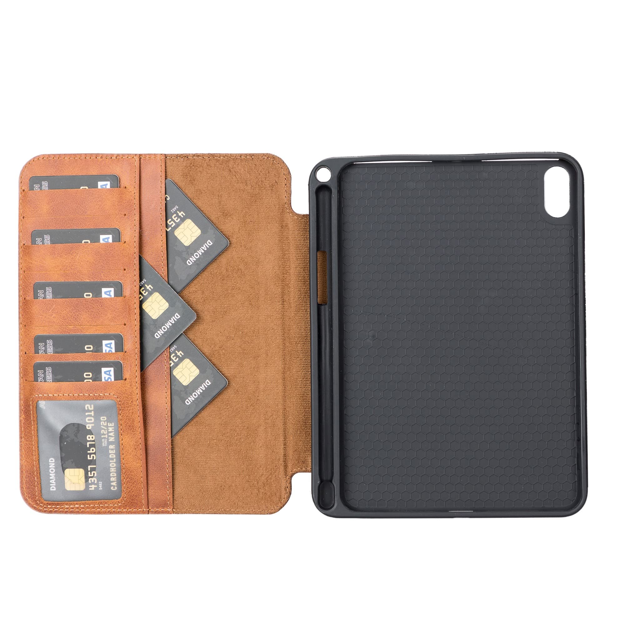 Premium Handmade Leather iPad Mini 6th Gen Case (2021) - Venito Parma Magic Tablet Wallet with Folio Stand - Antique Brown Protective Cover for Work, Travel & Daily Use
