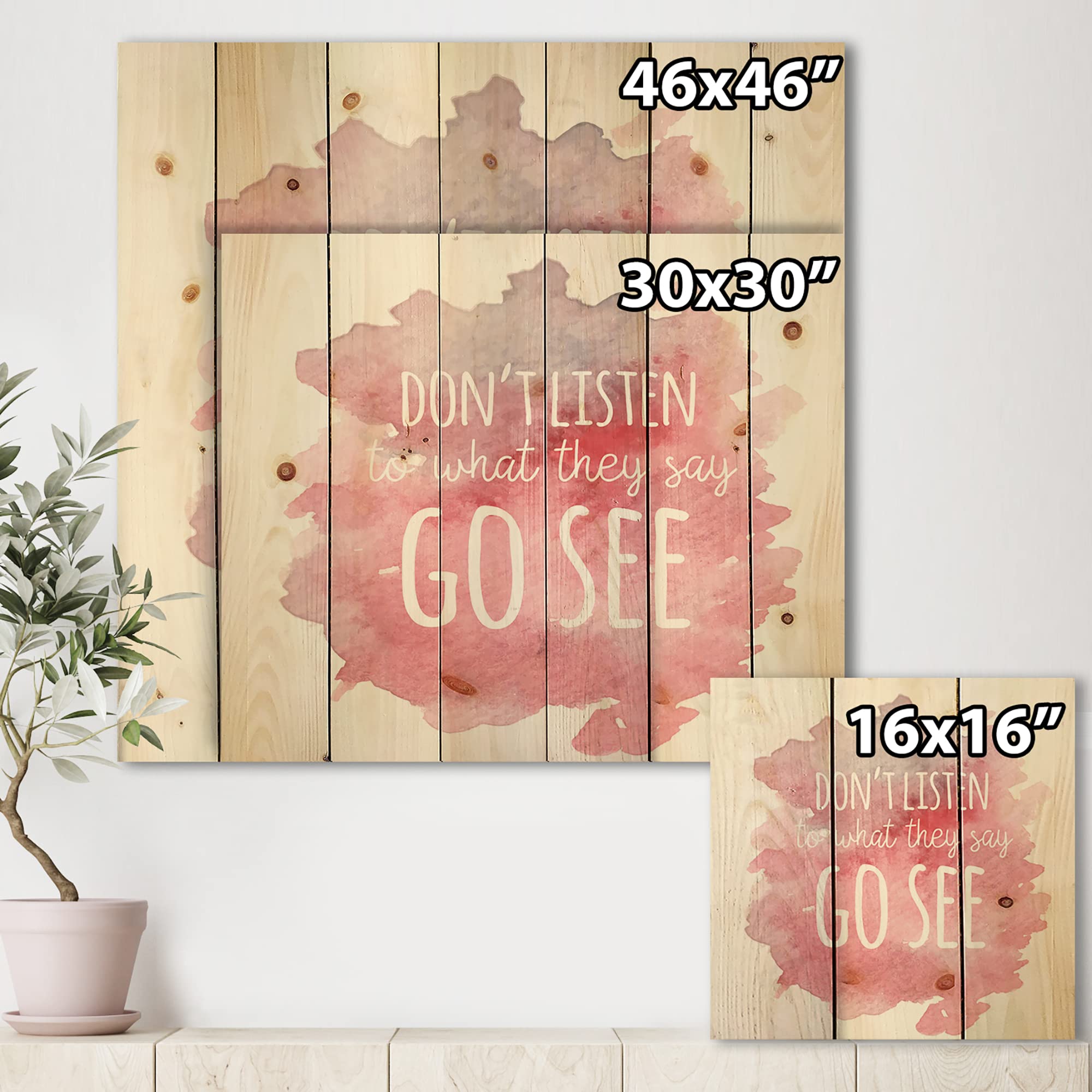 Pink Wood Wall Art - Traditional Wood Decor with Quotes for Home & Office
