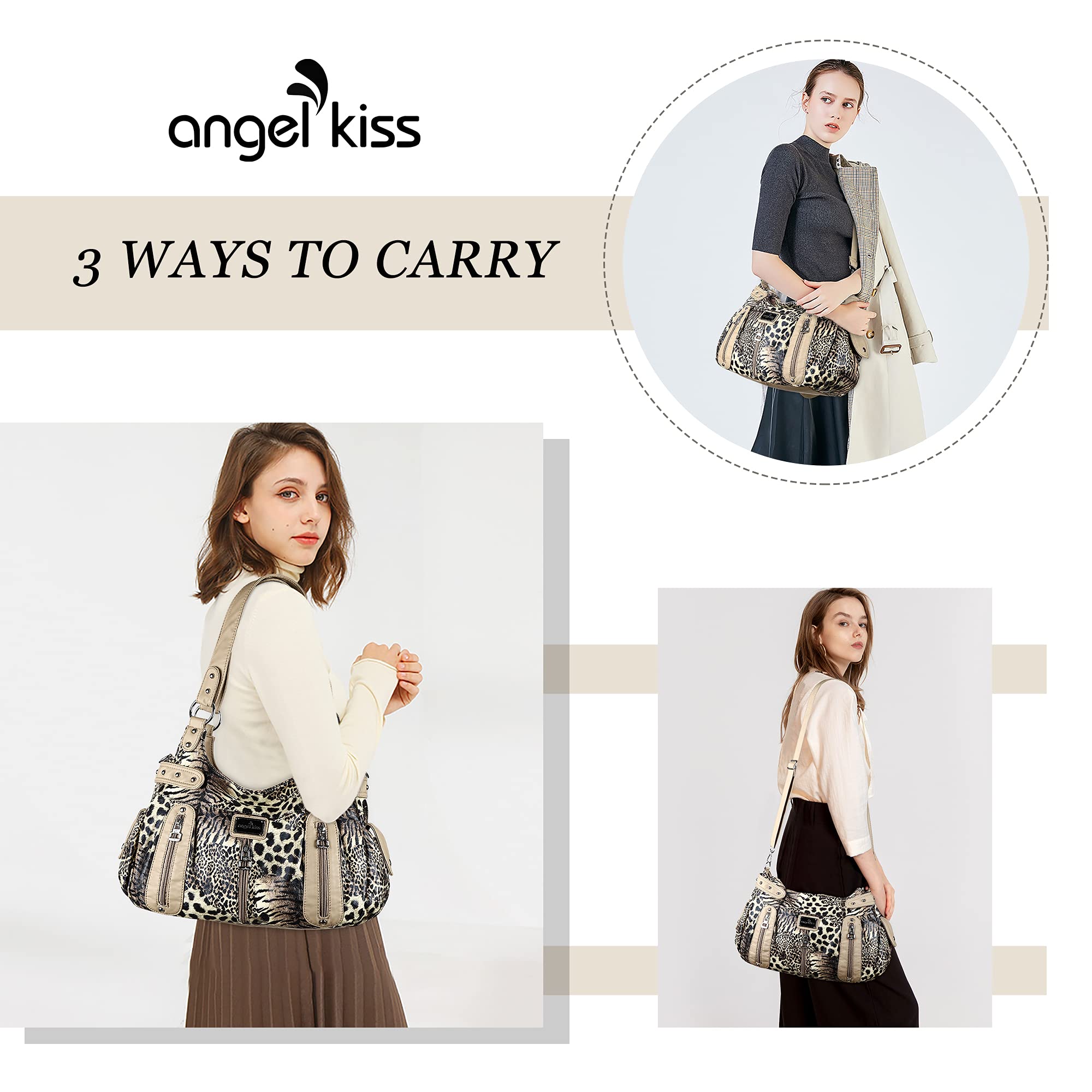 Angelkiss Women's Large Faux Leather Crossbody Hobo Satchel Shoulder Bag - Stylish Tote Purse for Work, Travel & Everyday Use