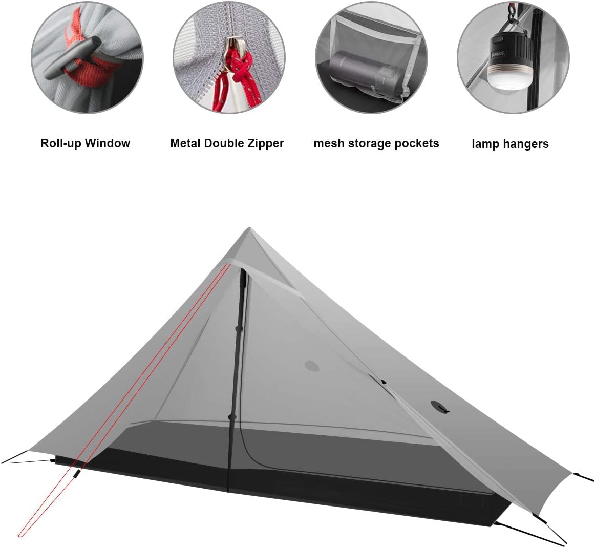 KIKILIVE LanShan Ultralight Backpacking Tent - 1 & 2 Person Lightweight Camping Tent for Hiking, Backpacking & Outdoor Adventures - Perfect for Solo Travelers & Couples