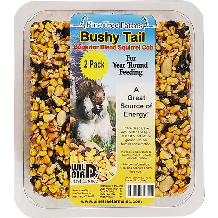 Premium Bushy Tail Squirrel Corn Cob Chew Toys - 2 Pack - Natural Wooden Chew for Small Animals - Perfect for Hamsters, Guinea Pigs & Pet Rodents - Cage Accessories & Enrichment Toys