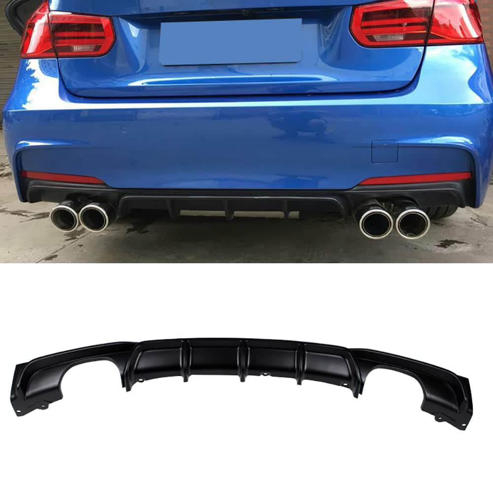 FRP Material MP Style Rear Bumper Diffuser Lip for BMW 3 Series F30 M Sport Mtech (2012-2018) - Matt Black/Gloss Black | Enhanced Aerodynamics & Sporty Look for Street Racing & Car Shows