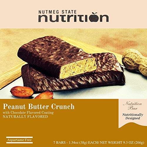 Nutmeg State Nutrition High Protein Snack Bars - Peanut Butter Crunch (7 Count) | Trans Fat Free, Aspartame Free, Kosher, Gelatin Free | Healthy On-the-Go Snack for Workouts, Hiking & Travel