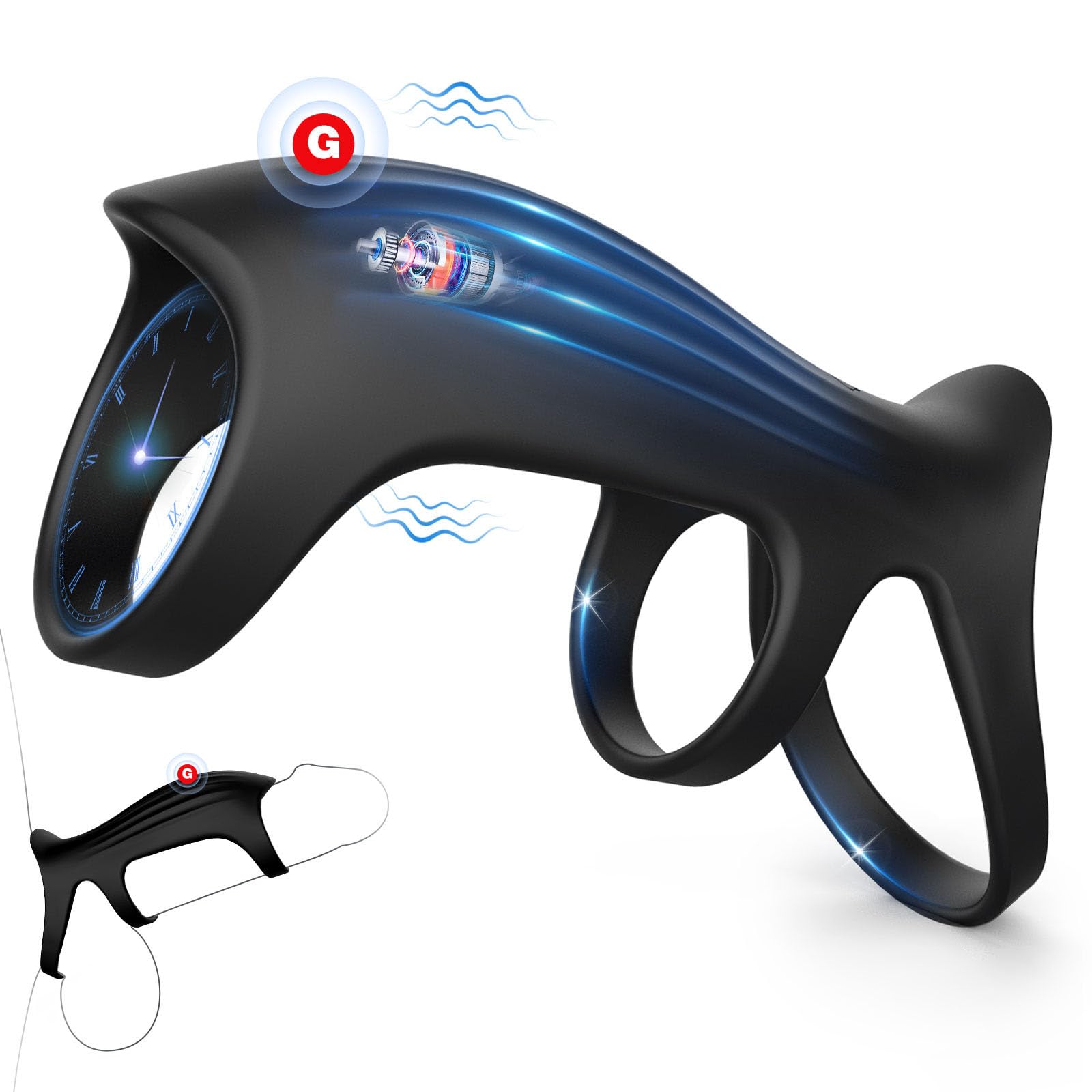 Vibrating Cock Ring for Men - 10 Speed Rechargeable Penis Ring for Couples Pleasure, Elastic Penis Extender & Testicle Stimulator, G-Spot Vibrator for Enhanced Erection & Intimacy - Perfect for Couples Play & Solo Use