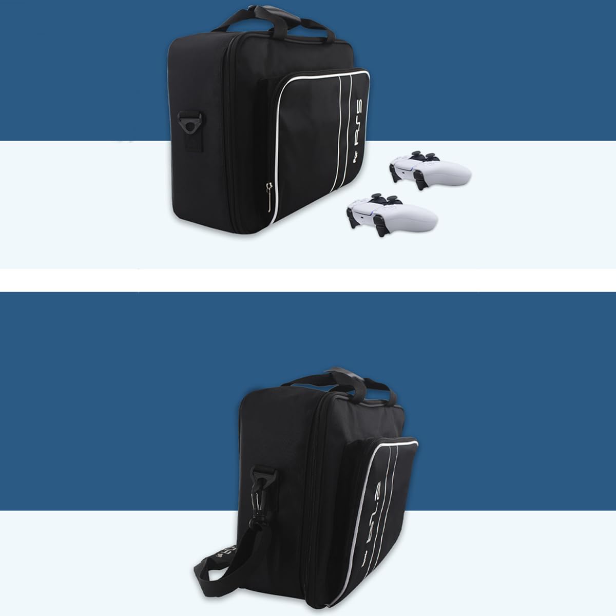 Waterproof Shockproof Travel Storage Bag for PS5/PS5 Slim/PS4 Console & Accessories - Adjustable Handle Protective Case with Pockets for Controllers & Headset - Perfect for Gaming Travel & Home Organization
