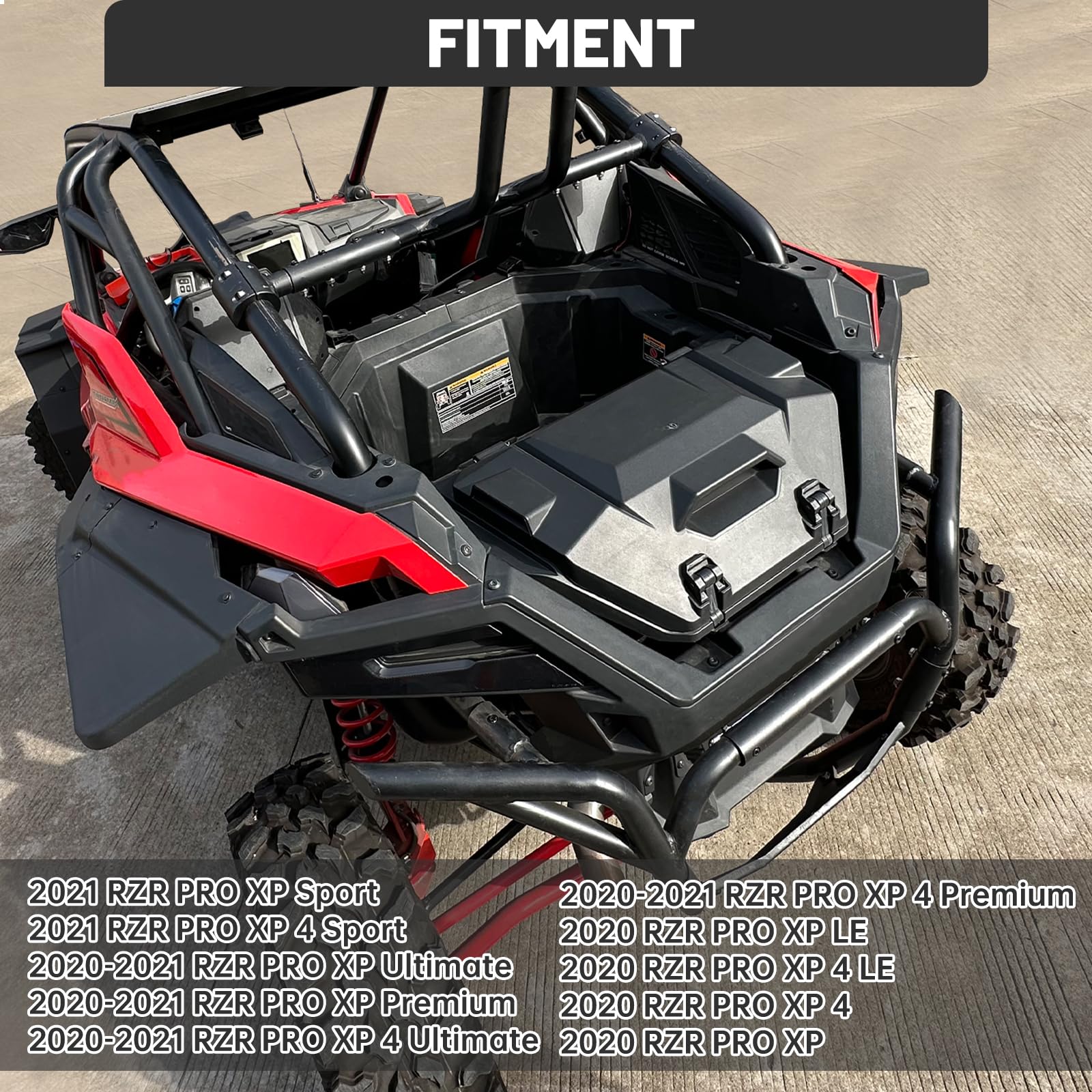 42QT Waterproof UTV Rear Cargo Storage Box with Lid - Compatible with Polaris RZR PRO XP/Turbo R 2020-2023 Models, Durable Tool Bed Organizer Replacement #2883752 - Perfect for Off-Road Adventures, Hunting Gear Storage & Worksite Equipment Transport