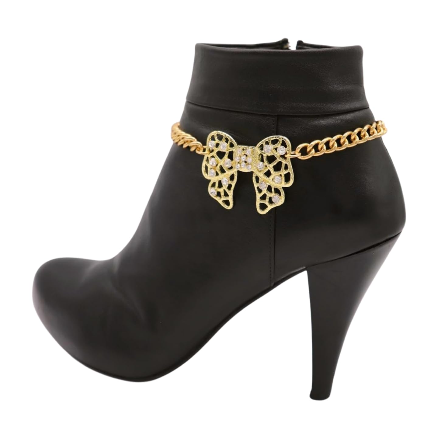 Women's Western Boot Chain Bracelet - Gold Shoe Charm Anklet with Bow Tie Ribbon for Cowgirl Fashion | Perfect for Country Concerts, Rodeos & Western Style Outfits