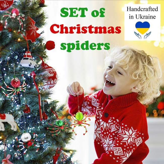 10-Piece Christmas Spider Ornament Kit - Handmade Beaded Glass Spider Decorations for Holiday Trees, Festive Home Decor | Perfect for Xmas Tree Decorating, Holiday Parties & Unique Gift Giving