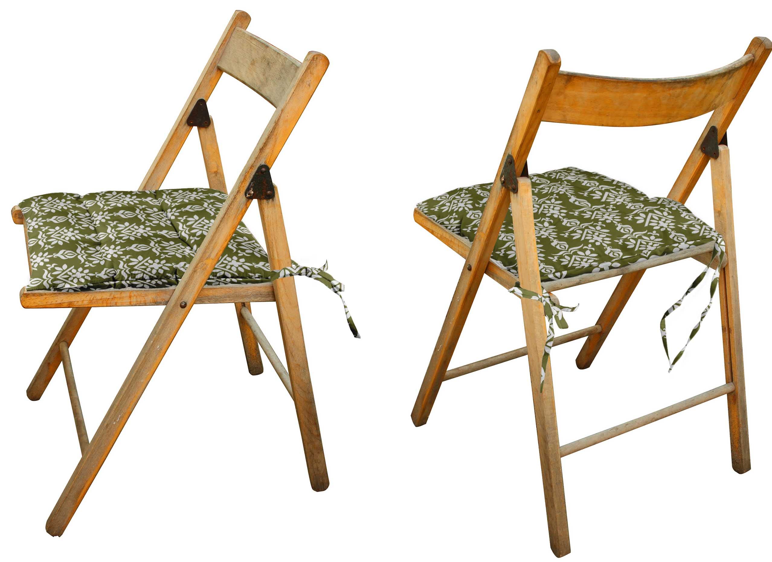 Premium Water-Resistant Indoor/Outdoor Tufted Square Patio Cushion Set of 2 - 19-Inch Green Printed Seat Cushions for Garden, Deck, Poolside & Balcony Furniture