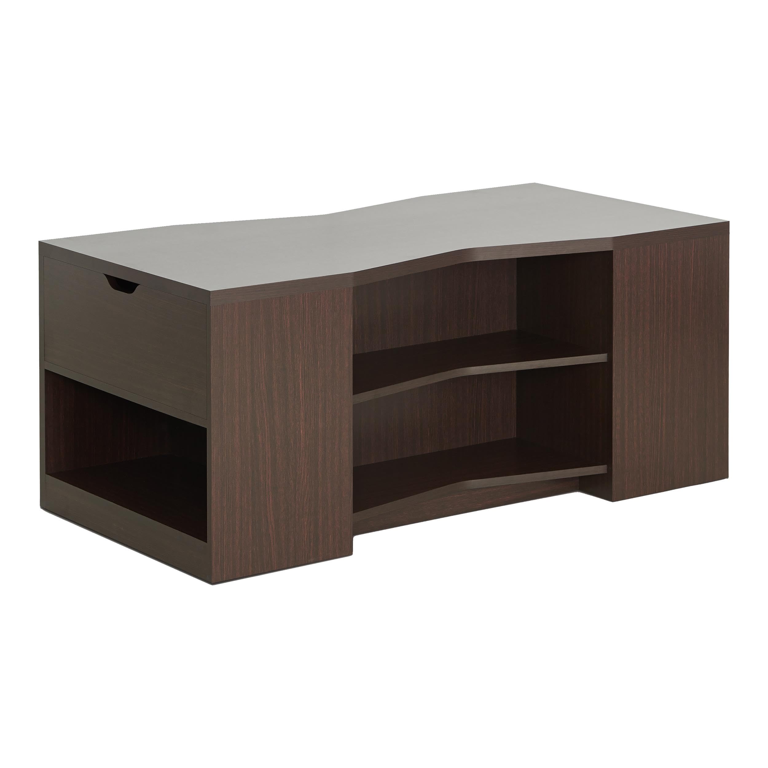 Sima Modern Walnut Wood Storage Coffee Table by Furniture of America - Perfect for Living Room, Office & Small Spaces