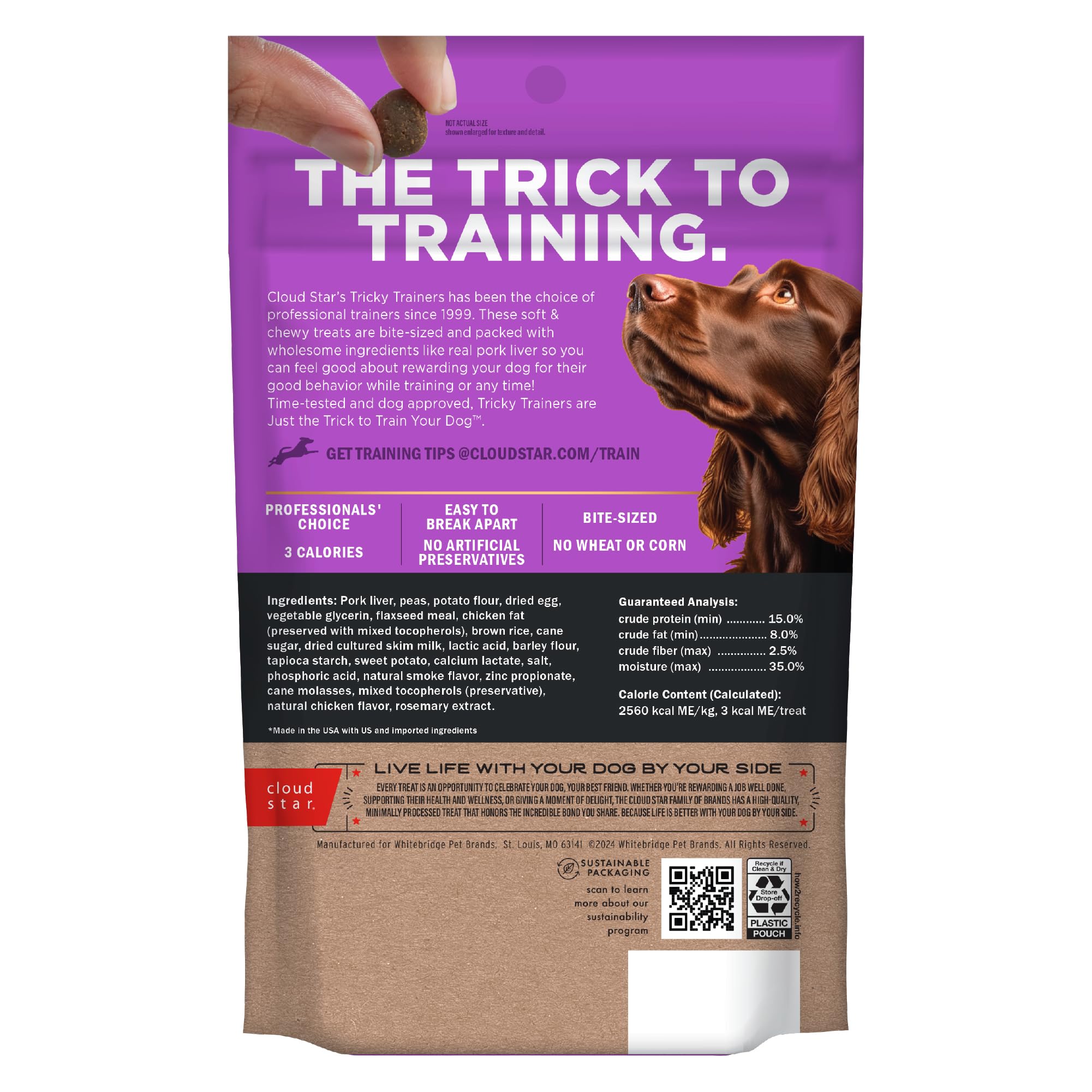 Cloud Star Tricky Trainers Soft & Chewy Dog Training Treats - Liver Flavor, 5 oz Pouch (130 Low Calorie Treats) | Perfect for Obedience Training, Positive Reinforcement & Behavior Modification