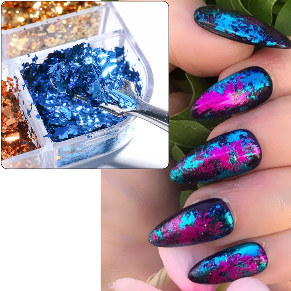 Holographic Nail Art Glitter Kit - 6 Grids Foil Flakes, Confetti & Sparkly Aluminum Sequins for Acrylic Nails, Manicure Decorations & DIY Crafts | Perfect for Nail Salon, Home Nail Art & Party Makeup Accessories