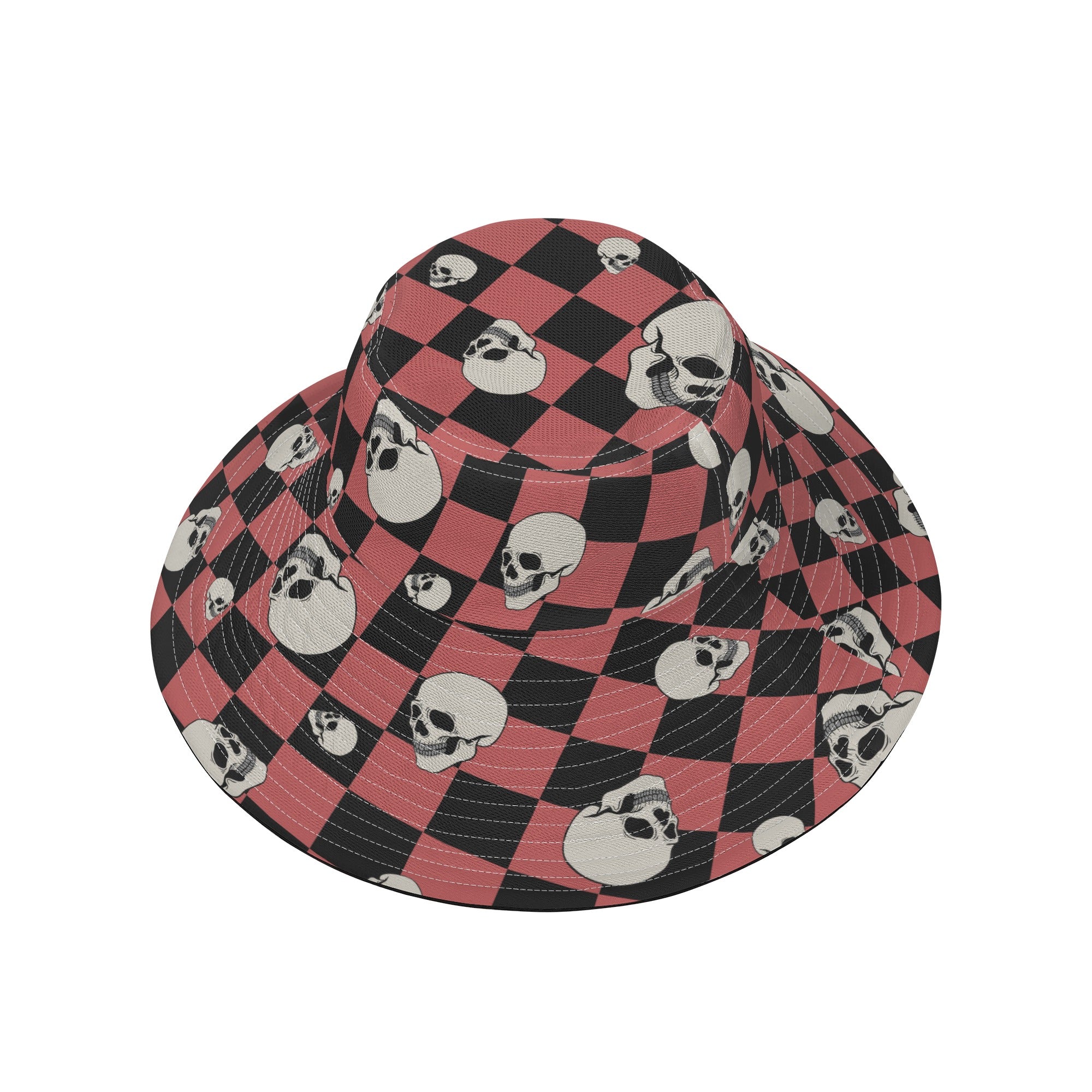 Checkered Skulls Bucket Hat for Men & Women - Stylish Unisex Skull Print Sun Hat for Outdoor, Beach, Music Festivals & Streetwear Fashion