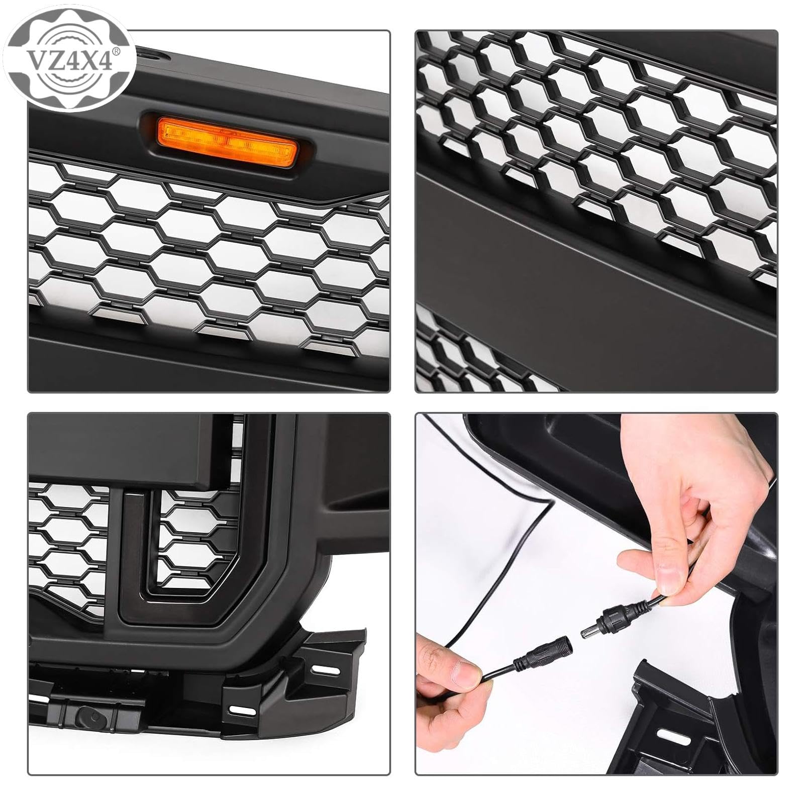 Ford F150 2018-2020 Raptor Style Matte Black Grille Mesh with DRL & Turn Signal Lights | Front Bumper Replacement | Off-Road & Street Style Upgrade