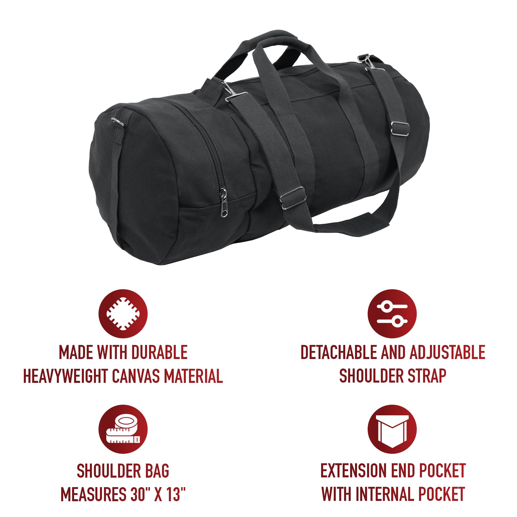 Rothco Heavy Duty Canvas Double Ender Sports Duffel Bag - Gym, Travel & Military Gear Storage | Durable Athletic Equipment Bag for Workout, Camping & Sports